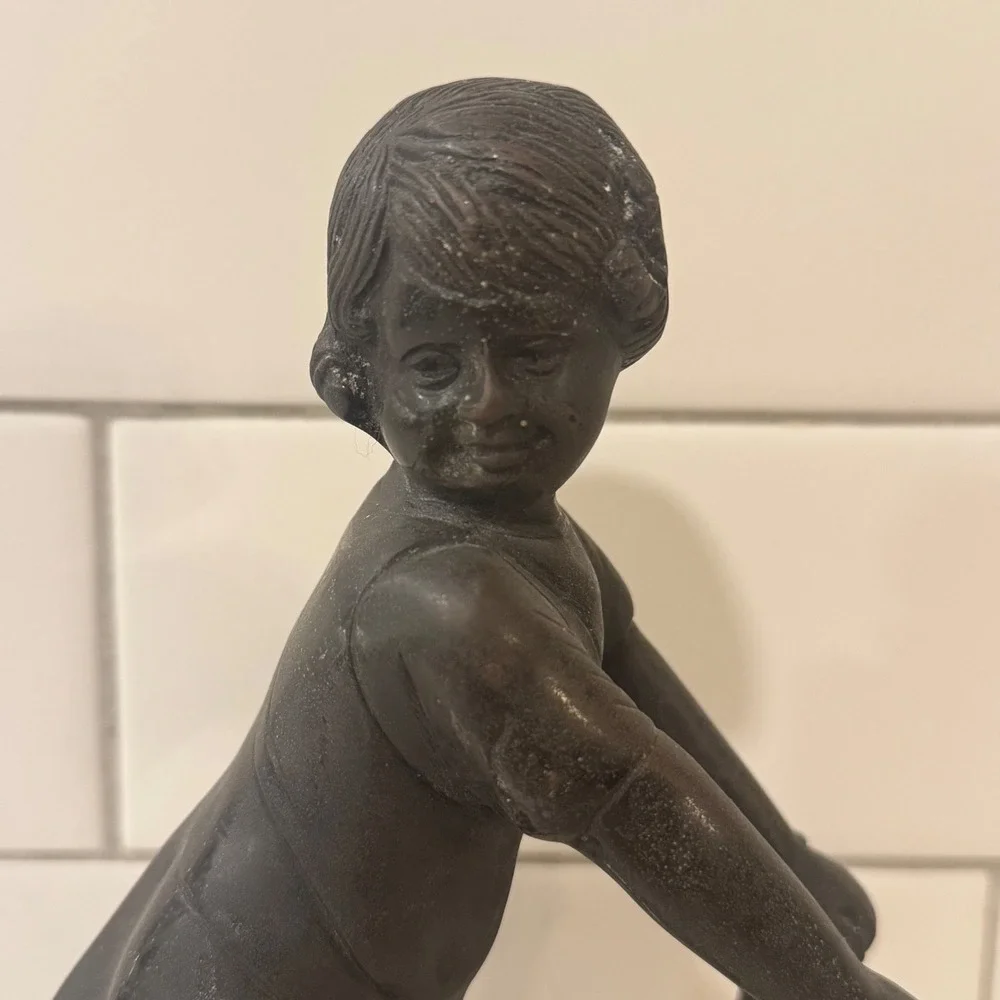 Andrea‎ by Sadek Bronze Finish Cast Metal Figurine Girl Standing on Chair 11in
